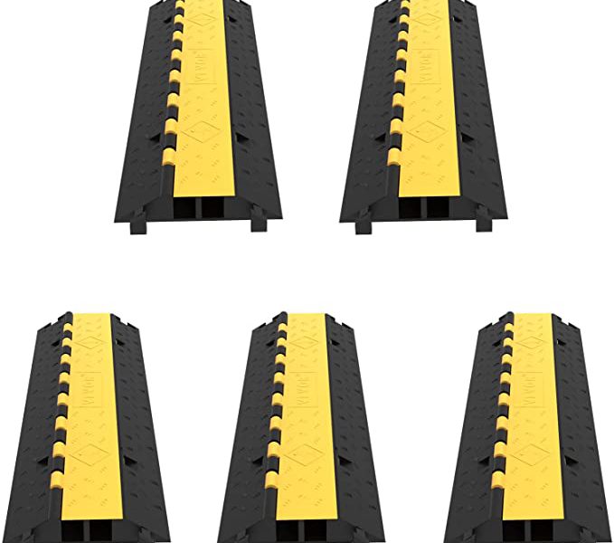 Happybuy 5 Pack Rubber Cable Protector Ramp 2 Channel Heavy Duty